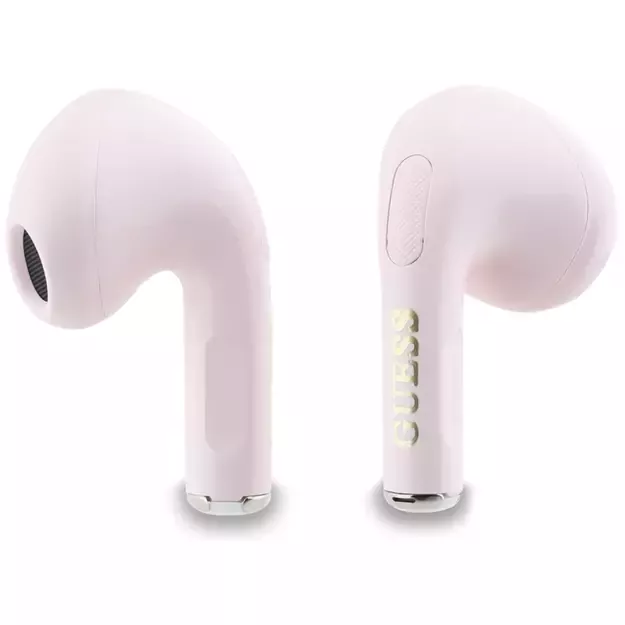 TWS Guess Glossy Effect Printed Classic Logo &amp  Charm Headphones - Pink 4