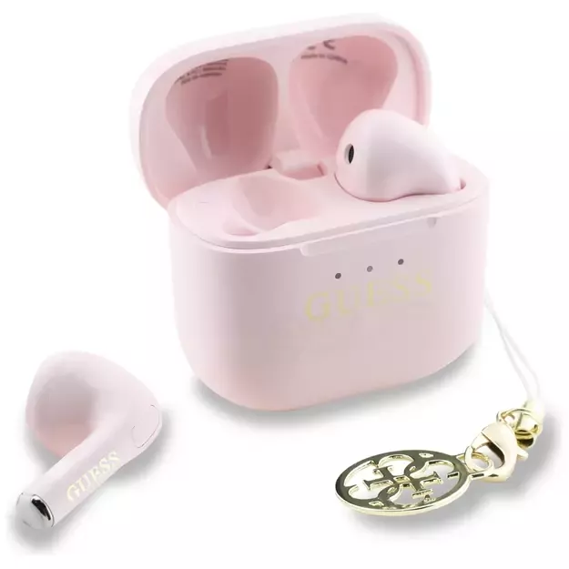 TWS Guess Glossy Effect Printed Classic Logo &amp  Charm Headphones - Pink 1