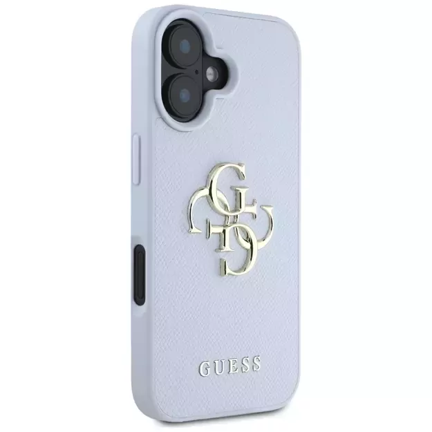 Guess Grained Big 4G Logo Small Classic Logo case for iPhone 16 - blue 10