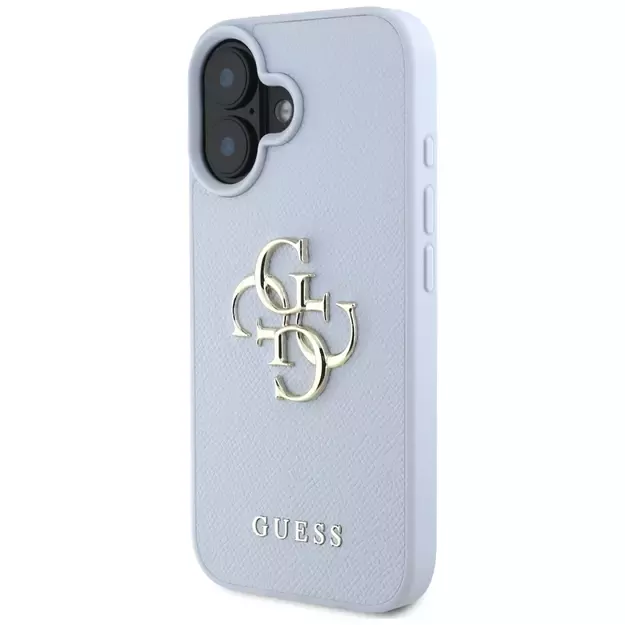 Guess Grained Big 4G Logo Small Classic Logo case for iPhone 16 - blue 8