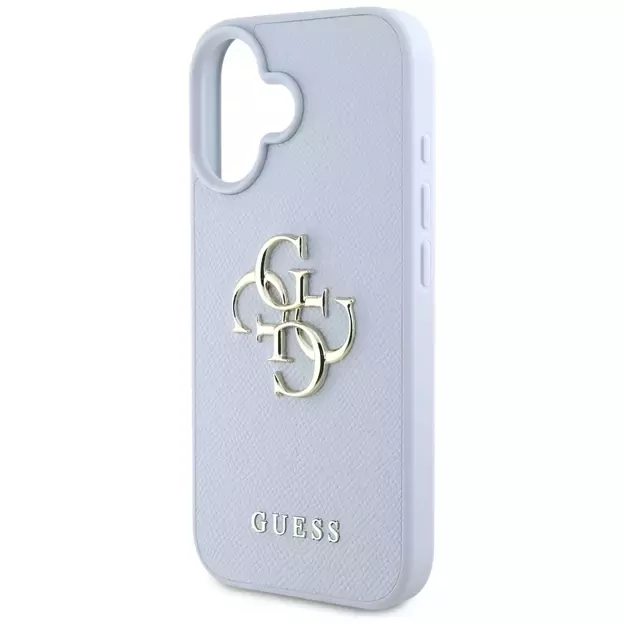 Guess Grained Big 4G Logo Small Classic Logo case for iPhone 16 - blue 12