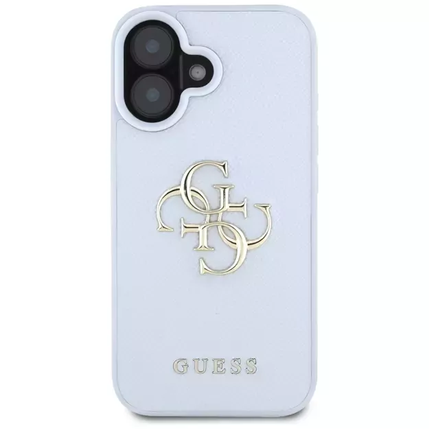 Guess Grained Big 4G Logo Small Classic Logo case for iPhone 16 - blue 9