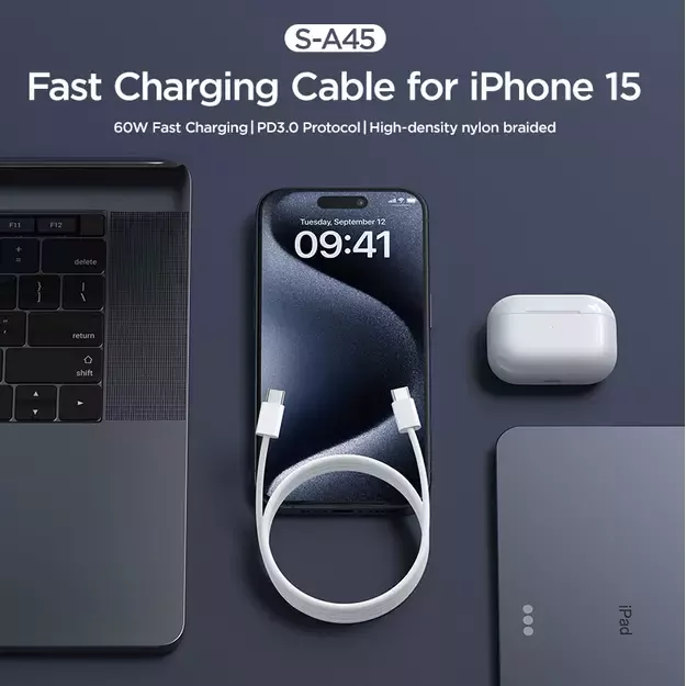 Joyroom Ben Series S-A45 USB-C / USB-C 60W Cable 1m - White 16