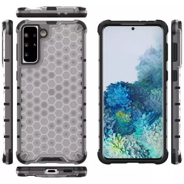 Honeycomb Case armor cover with TPU Bumper for Samsung Galaxy S21+ 5G (S21 Plus 5G) transparent 22