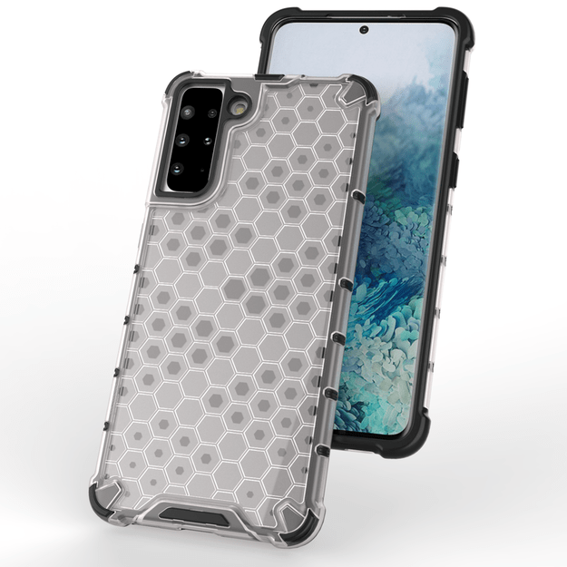 Honeycomb Case armor cover with TPU Bumper for Samsung Galaxy S21+ 5G (S21 Plus 5G) transparent 4