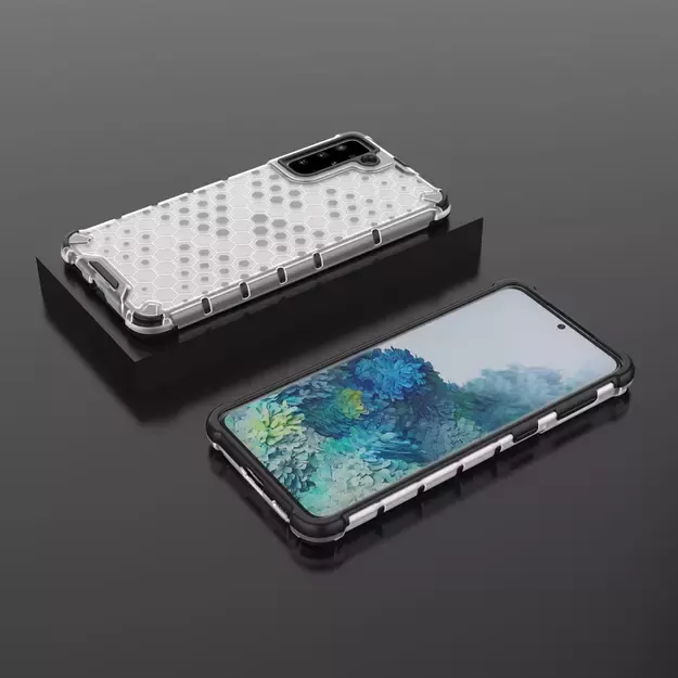 Honeycomb Case armor cover with TPU Bumper for Samsung Galaxy S21+ 5G (S21 Plus 5G) transparent 23