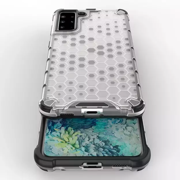 Honeycomb Case armor cover with TPU Bumper for Samsung Galaxy S21+ 5G (S21 Plus 5G) transparent 19
