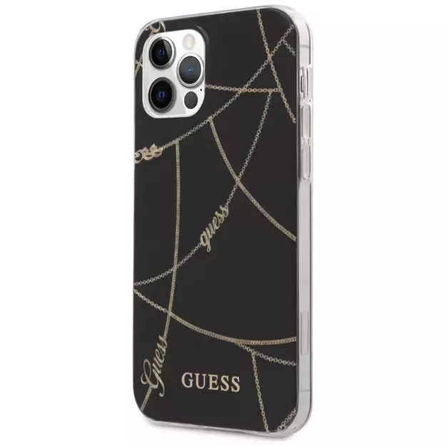 Guess Gold Chain Collection iPhone 12 Pro Max 6.7&quot  Case - Black 9