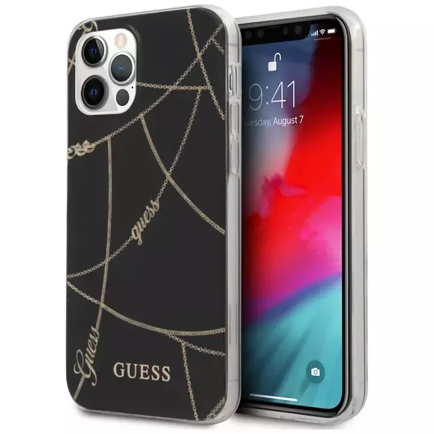 Guess Gold Chain Collection iPhone 12 Pro Max 6.7&quot  Case - Black
