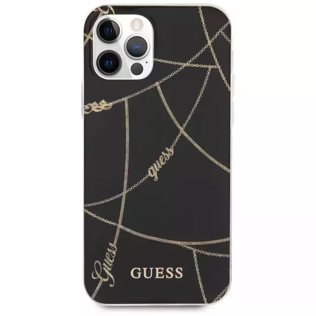 Guess Gold Chain Collection iPhone 12 Pro Max 6.7&quot  Case - Black 10