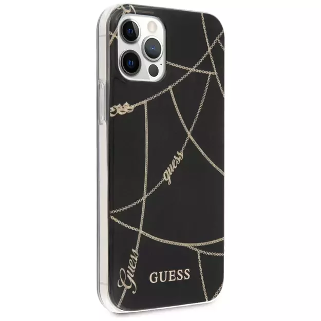Guess Gold Chain Collection iPhone 12 Pro Max 6.7&quot  Case - Black 16