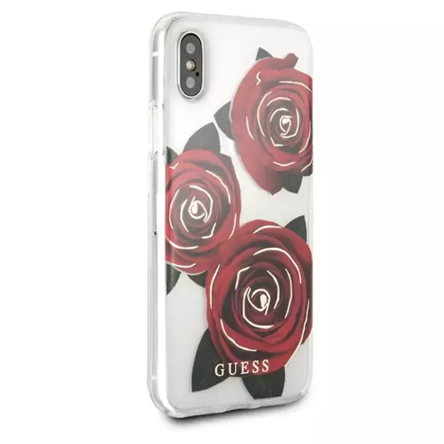 Guess Flower Desire Red Rose iPhone X Case - Transparent 13