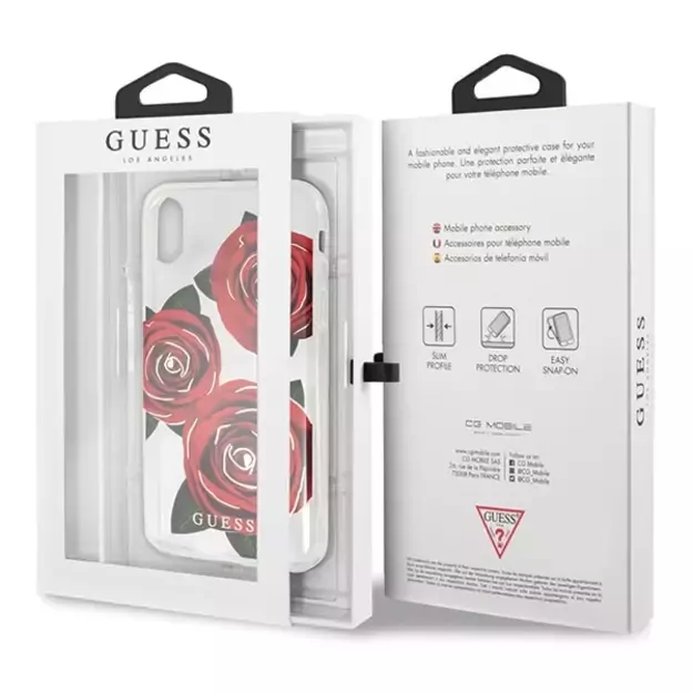 Guess Flower Desire Red Rose iPhone X Case - Transparent 16