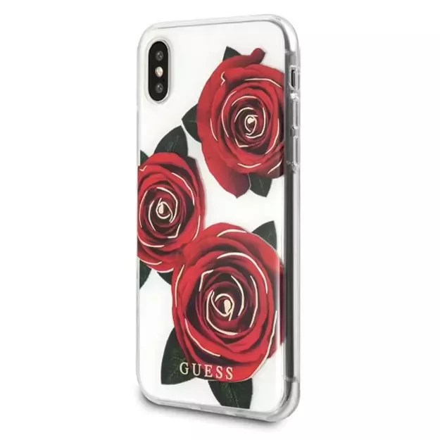 Guess Flower Desire Red Rose iPhone X Case - Transparent 9
