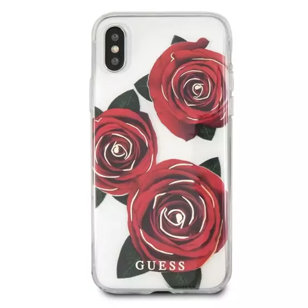 Guess Flower Desire Red Rose iPhone X Case - Transparent 12