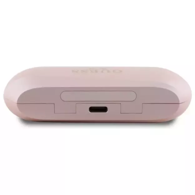 Guess Elongated Metalic Printed Logo Bluetooth TWS Headphones + Docking Station - Pink 9