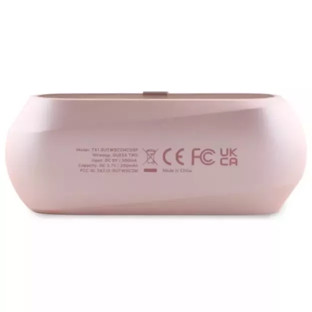 Guess Elongated Metalic Printed Logo Bluetooth TWS Headphones + Docking Station - Pink 10