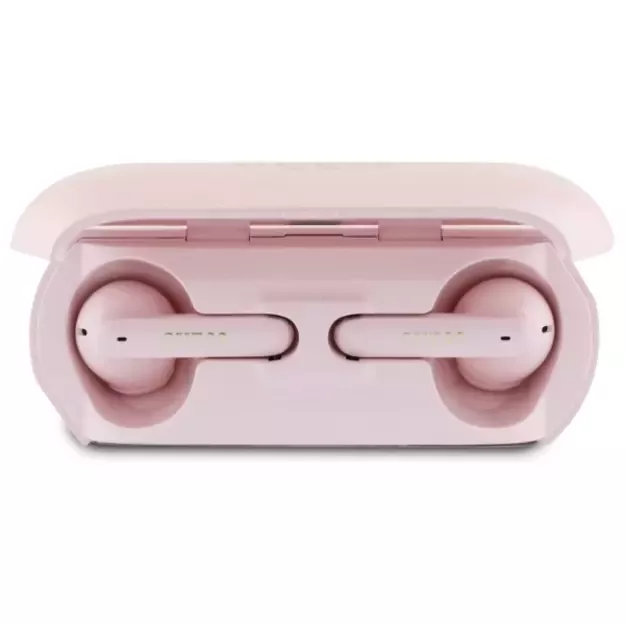 Guess Elongated Metalic Printed Logo Bluetooth TWS Headphones + Docking Station - Pink 8