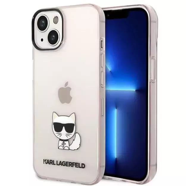 Karl Lagerfeld Transparent Choupette Body Case for iPhone 14 Plus / 15 Plus 6.7&quot  - Pink