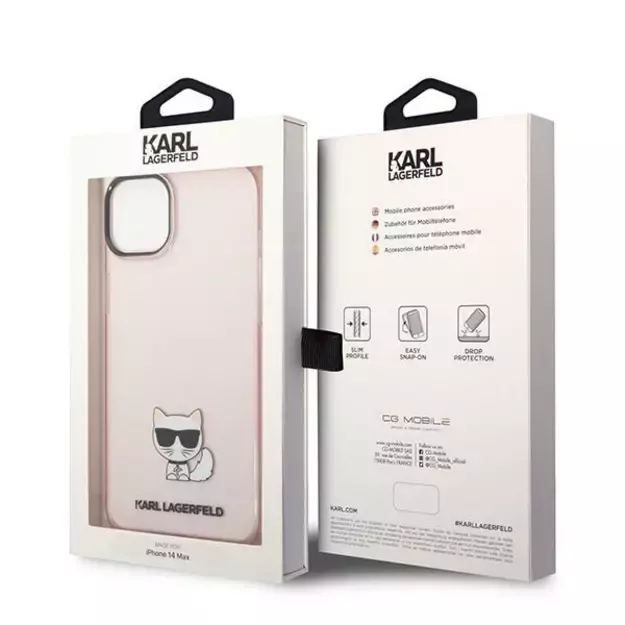 Karl Lagerfeld Transparent Choupette Body Case for iPhone 14 Plus / 15 Plus 6.7&quot  - Pink 14