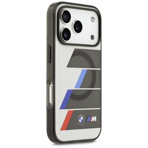 BMW M IML Metal Buttons Tricolor Lines MagSafe Case for iPhone 17 Pro Max - Gray 3