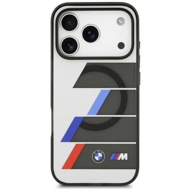 BMW M IML Metal Buttons Tricolor Lines MagSafe Case for iPhone 17 Pro Max - Gray 2