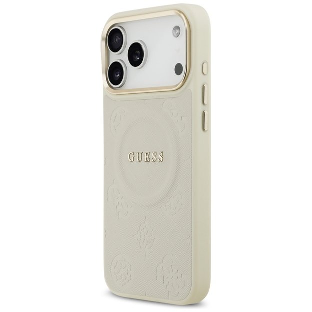 Guess Peony Hot Stamp MagSafe Case for iPhone 17 Pro Max - Beige 1