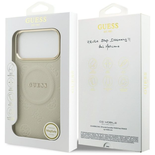 Guess Peony Hot Stamp MagSafe Case for iPhone 17 Pro Max - Beige 7