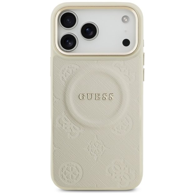Guess Peony Hot Stamp MagSafe Case for iPhone 17 Pro Max - Beige 2