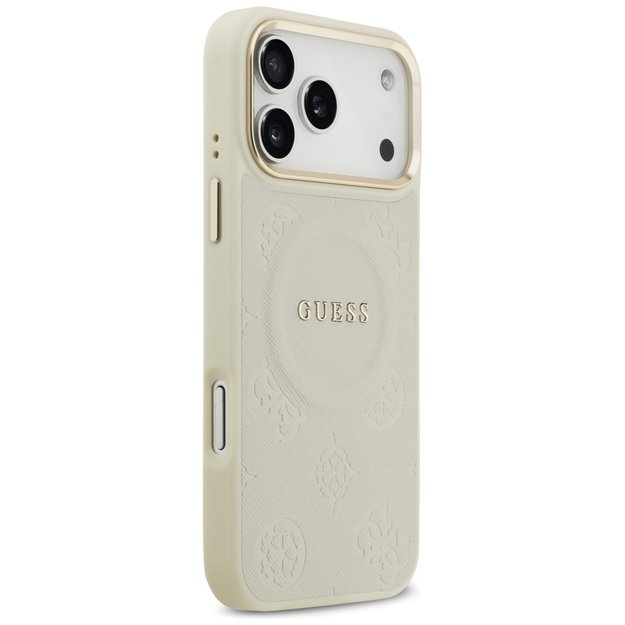 Guess Peony Hot Stamp MagSafe Case for iPhone 17 Pro Max - Beige 3