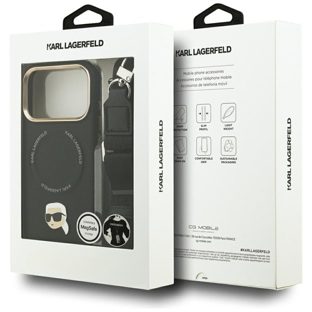 Karl Lagerfeld Big Strap Karl Metal Logo MagSafe Case for iPhone 17 Pro Max - Black 9