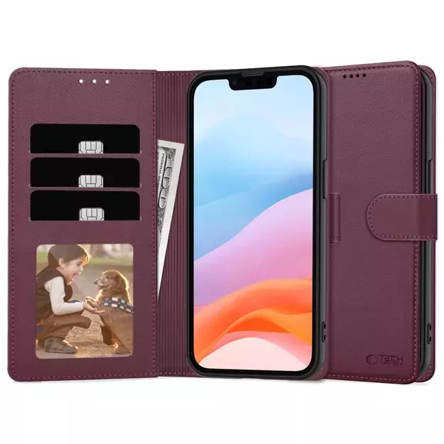 Tech-Protect Wallet Case for iPhone 16e - Burgundy 1