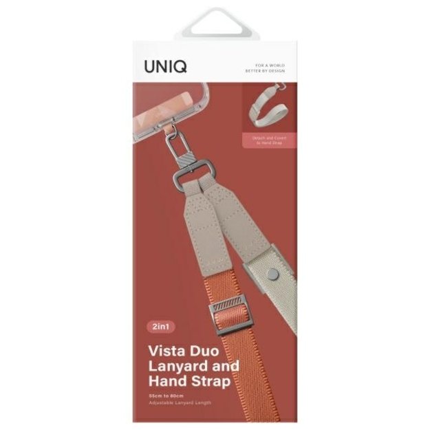 Uniq Vista 2-in-1 phone lanyard - orange and beige 3