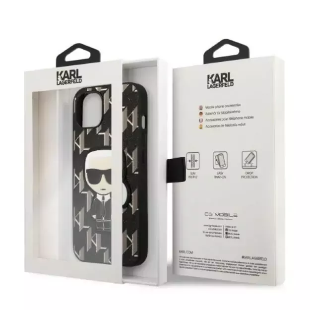 Karl Lagerfeld KLHCP13SPMNIKBK iPhone 13 mini 5.4&quot  hardcase black/black Monogram Ikonik Patch 6