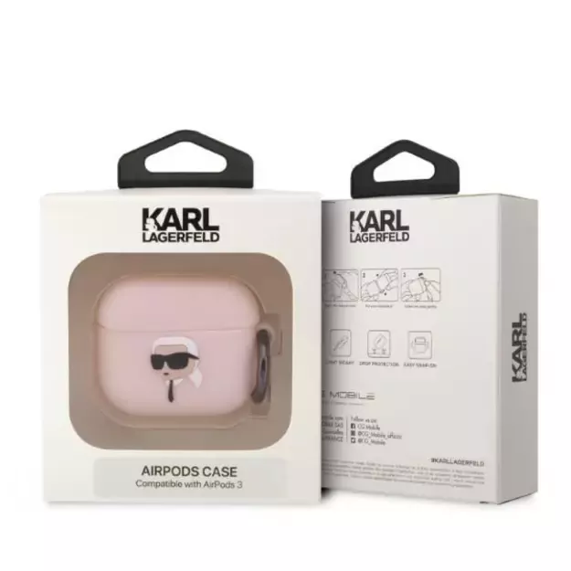 Karl Lagerfeld KLA3RUNIKP AirPods 3 cover pink/pink Silicone Karl Head 3D 2