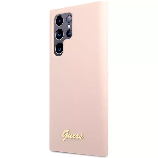 Guess GUHCS23LLSLMGPP S23 Ultra S918 pink/pink hardcase Silicone Script Metal Logo 1
