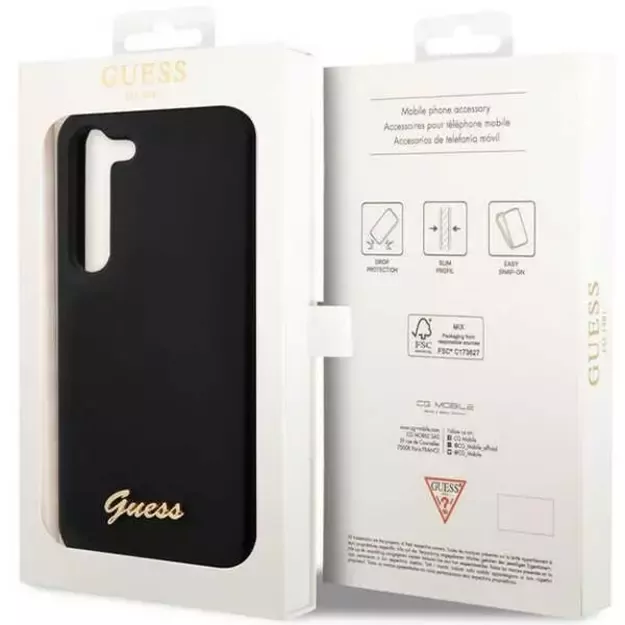 Guess GUHCS23SSLSMK S23 S911 black/black hardcase Silicone Vintage Gold Logo 14
