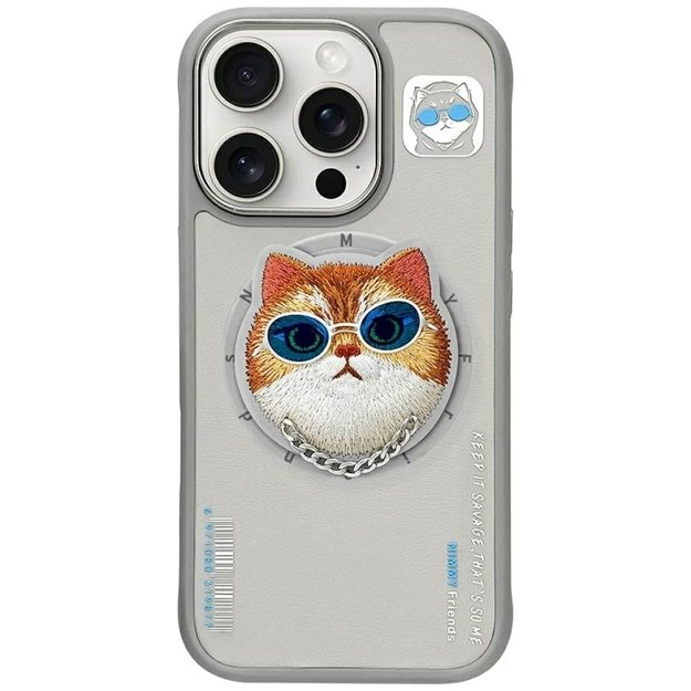 Nimmy Glasses Cool Cat MagSafe Case for iPhone 16 Pro - Gray