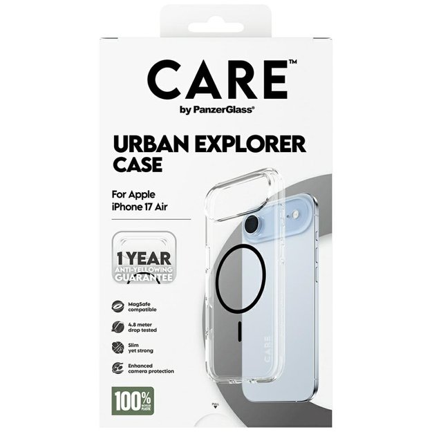 CARE by PanzerGlass Flagship Urban Explorer Case w. Black MagSafe for iPhone Air - Transparent 4
