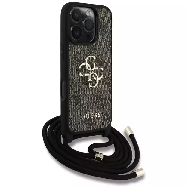 Guess 4G Big Logo Cord Stap Crossbody Case for iPhone 16 Pro Max Brown 8