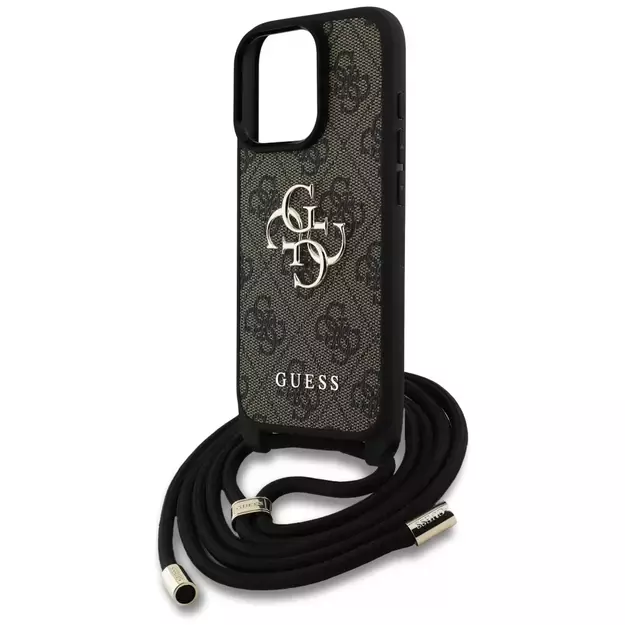 Guess 4G Big Logo Cord Stap Crossbody Case for iPhone 16 Pro Max Brown 10