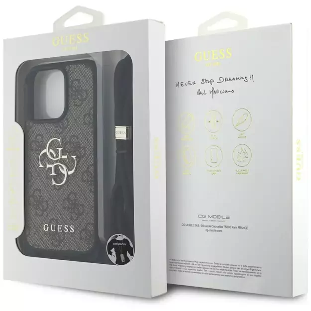 Guess 4G Big Logo Cord Stap Crossbody Case for iPhone 16 Pro Max Brown 12