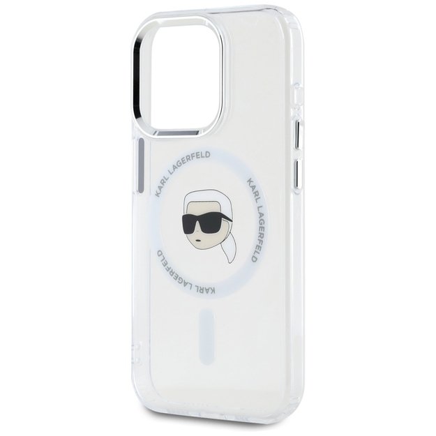 Karl Lagerfeld IML Metal Karl Head MagSafe Case for iPhone 15 Pro Max White 14