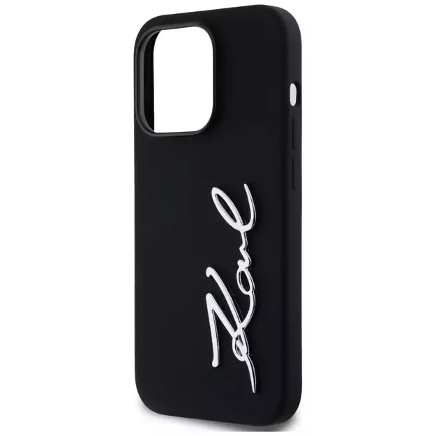 Karl Lagerfeld Silicone Metal Script Logo Case for iPhone 14 Pro Black 12