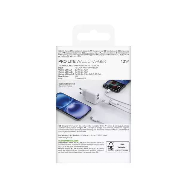 Puro PROLITE 10W 2x USB-A Wall Charger - White 4