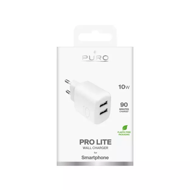 Puro PROLITE 10W 2x USB-A Wall Charger - White 3