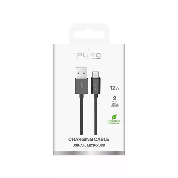 Puro 12W TPE USB-A - microUSB 2m Cable - Black 3
