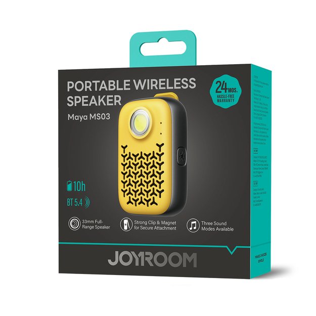 Joyroom Maya JR-MS03 portable Bluetooth speaker with built-in flashlight, resistant - yellow 1