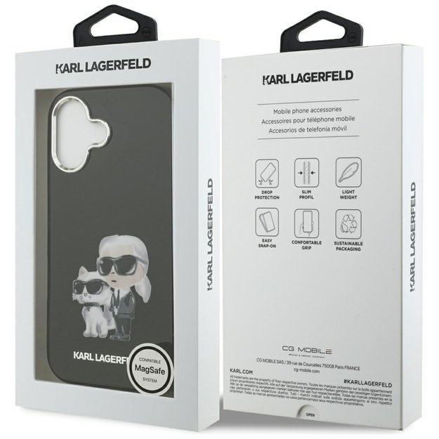 Karl Lagerfeld IML Aquarelle Karl &amp  Choupette &amp  Logo MagSafe Case for iPhone 17 - Black 7
