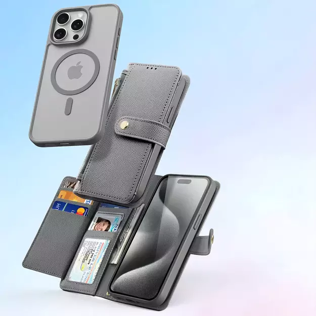 Dux Ducis Lawa Leather Case for iPhone 15 Pro Max - Gray 3